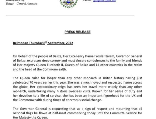 Governor General Expresses Most Sincere Condolences To Family & Friends Of Her Majesty Queen Elizabeth II